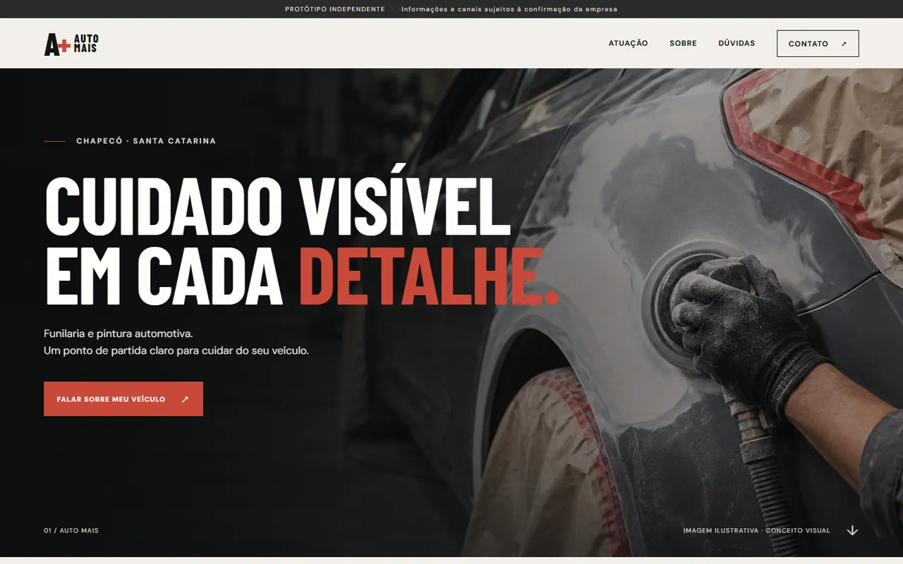 Estudo de página para serviços automotivos Auto Mais